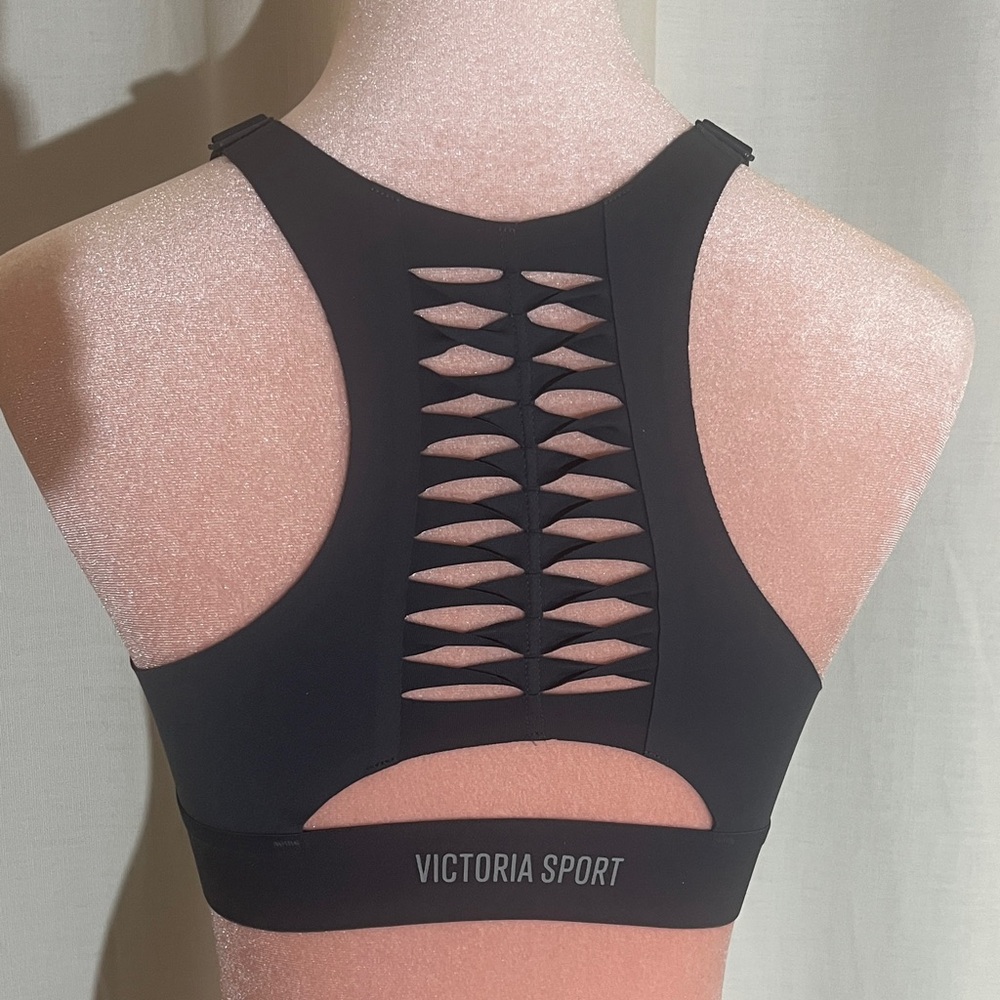 Dark Grey Laser-Cut Sports Bra